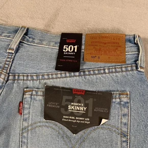 BEAUTIFUL ✨ Levis 501 Skinny Jeans Womens 30x28 High Rise Button Fly Denim - Picture 11 of 13